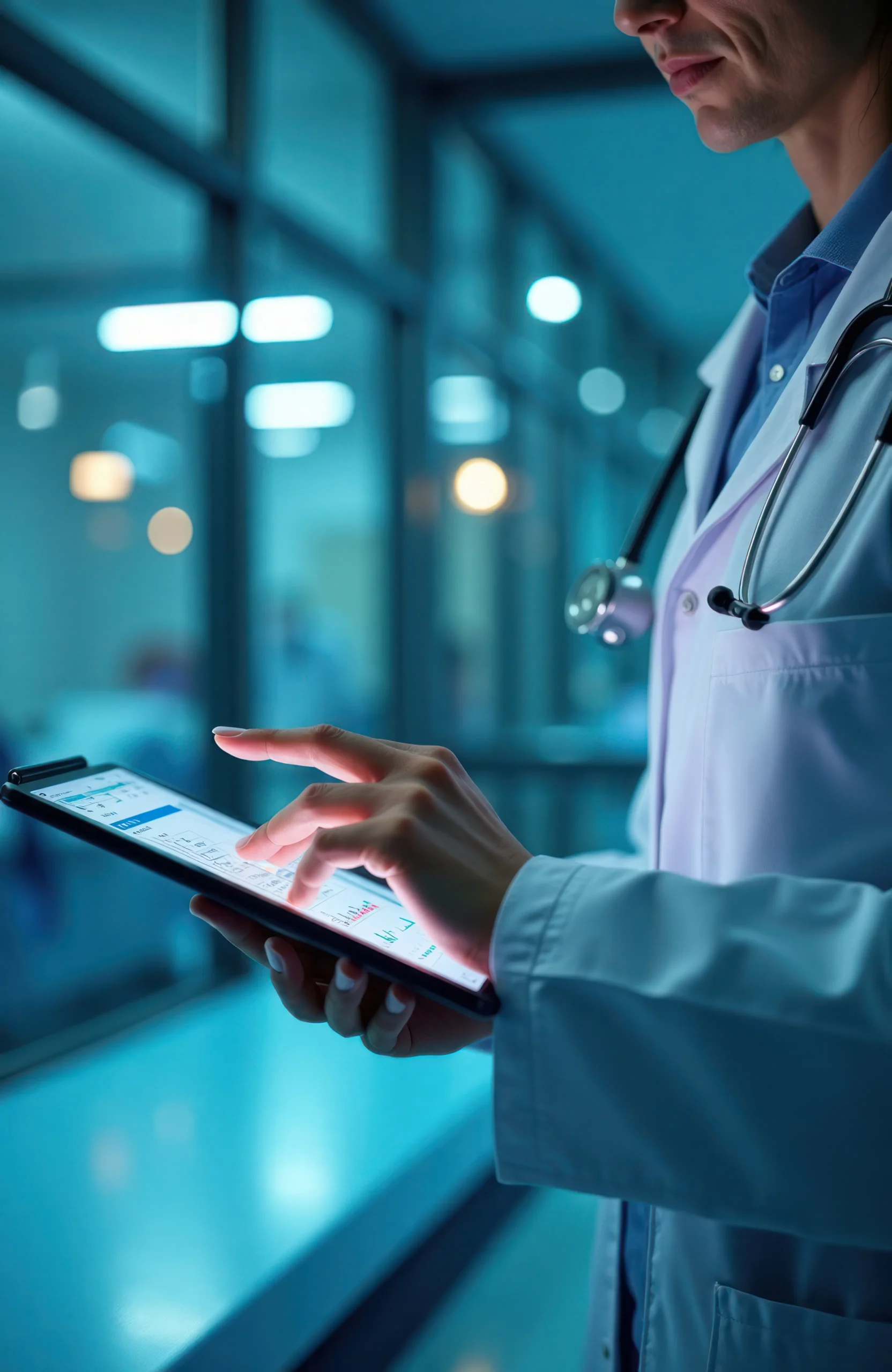 Healthcare worker using e-signature for healthcare on a tablet to reduce paperwork in hospitals and improve efficiency.